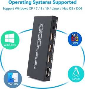 SYONG Conmutador KVM Displayport de 2 puertos 4K @ 60Hz, conmutador USB DP de 2 vías para 2 ordenadores Compartir 1 Monitor HD e impresora de teclado y ratón - Product Image 6