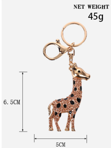 Fashion Giraffe Keychain Sparkling Rhinestone Animal <strong>Key</strong> Chains Funny Metal <strong>Key</strong> Ring Women Pendant Cute Giraffe Crystal Keychain