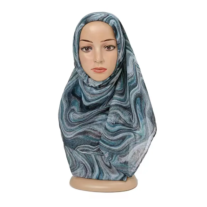 Bufanda de gasa estampada de alta calidad, nuevo diseño, chal de hijab floral suave, primavera y verano, 2023