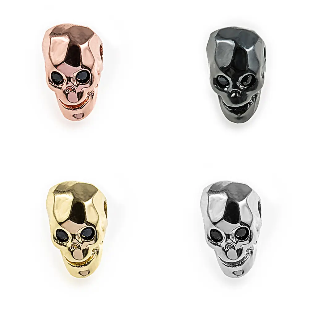 12,4*7,5 MM Punk calavera espaciador cuentas chapado cobre calavera encanto esqueleto CZ joyería conector DIY joyería hacer accesorios