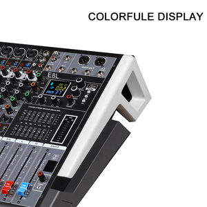 Fashional E8L 8 CHANNEL 2*350W 100mm Fader Digital 99 <strong>DSP</strong> 48V Phantom Power Big Colorful <strong>Display</strong> Professional Sound Mixer - Product Image 2