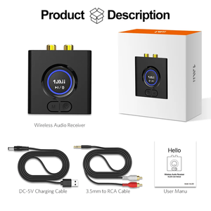 1Mii Bluetooth 5,0 receptor de Audio 3,5mm AUX y RCA Out extensor Bluetooth de largo alcance adaptador de receptor estéreo inalámbrico para altavoz - Product Image 6