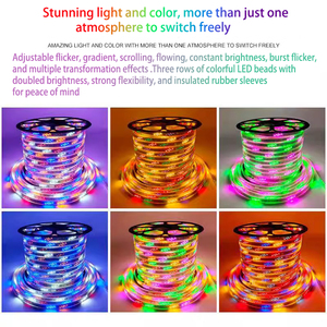 ชิป IP67 SMD2835 110V 220V ไฟ LED RGB เปลี่ยนสีอัจฉริยะเปลี่ยนสีได้6สี96LED 48LED 144LED วันคริสต์มาสกลางแจ้ง