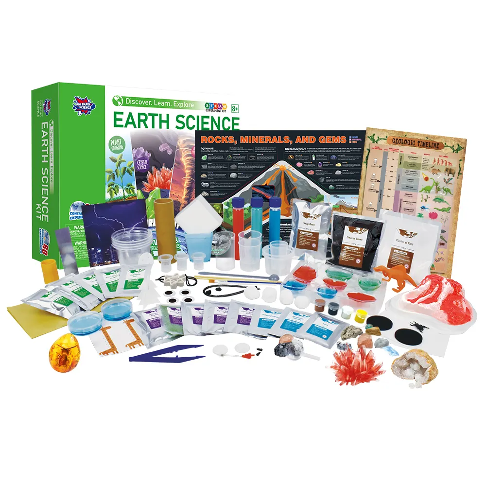 Kit de sciences de la terre 80 + expériences Kit de jouets d'expérience en sciences naturelles pour les enfants pour aider à stimuler l'intérêt pour l'apprentissage des sciences