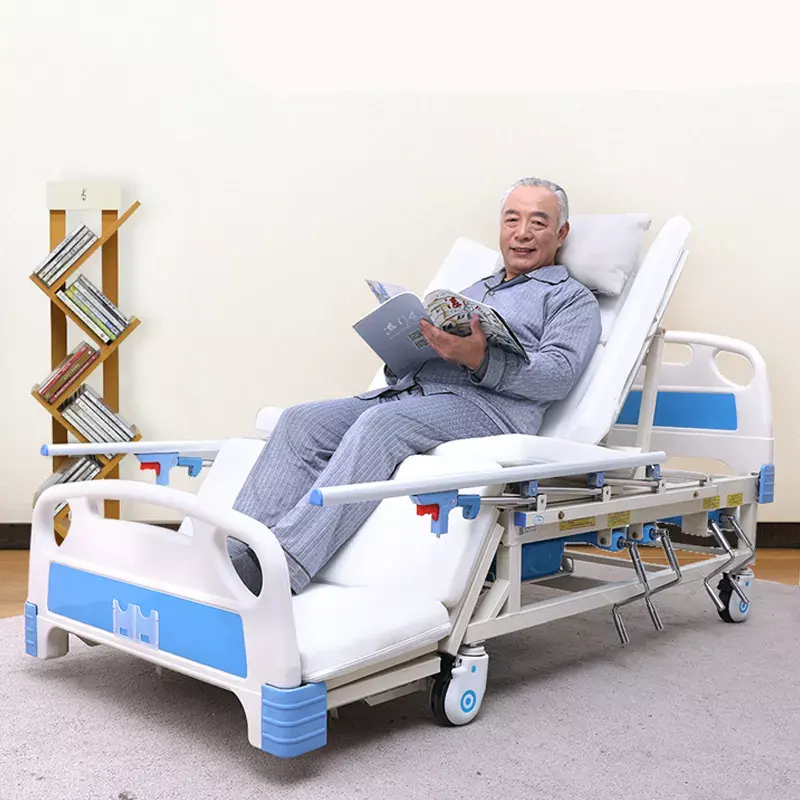 Multi-functional manual medical hospital bed home care nursing beds can turn over
