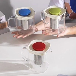 Ấm trà thủy tinh borosilicate 500ml thủ công thiết kế phổ biến, có bộ lọc trà tháo rời và giá tốt, nắp nhựa PP nhiều màu sắc - Product Image 2