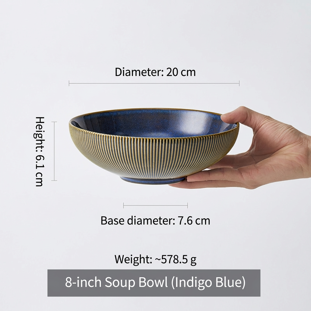 8 inch soup plate hidden dark blue