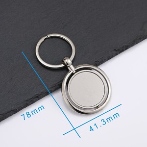 定制旋转金属标签钥匙链双面旋转毛坯旋转圆形金属钥匙链 - Product Image 6