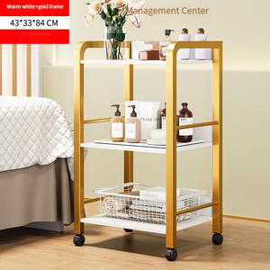 Beyaz basit üç katmanlı depolama aracı sepeti çok yönlü evrensel tekerlekler hassas taşımak kolay Salon mobilya aracı arabaları - Product Image 3