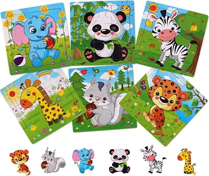 9pcs Puzzles animaux pour tout-petits Puzzles en bois pour enfants garçons et filles, meilleurs jouets de puzzle pour enfants Cadeaux unisexe Image/ <50