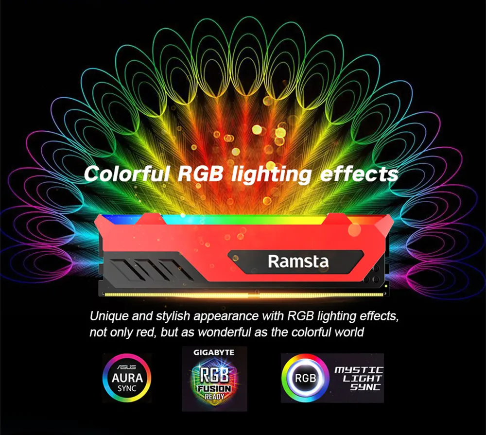 Cool RGB effetti di luce gaming Ram 32 gb 16 gb 8 gb DDR 4 8 GB 16 GB 32 GB Ecc DDR 4 Ram per giochi
