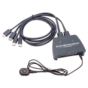 VCOM内蔵ケーブル4KモニターキーボードマウススイッチャーUSB HDMI KVMスイッチ外部ボタン付き - Product Image 1