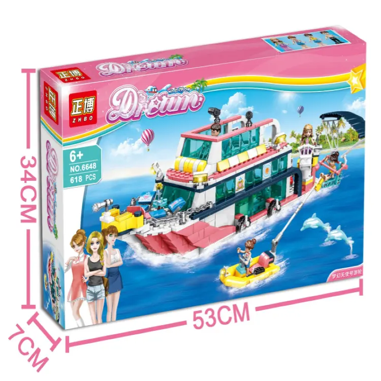 Venda quente zhbo 6648 navio de cruzeiro sonho, brinquedos, conjunto, blocos de brinquedo, compatível com todas as grandes marca, brinquedos de legoing para crianças