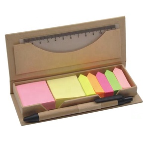 Wholesale <strong>Combination</strong> Kraft Box Advertising Ball Pen and Ruler <strong>Notepad</strong> with Arrow Sticky Note Set - Product Image 1