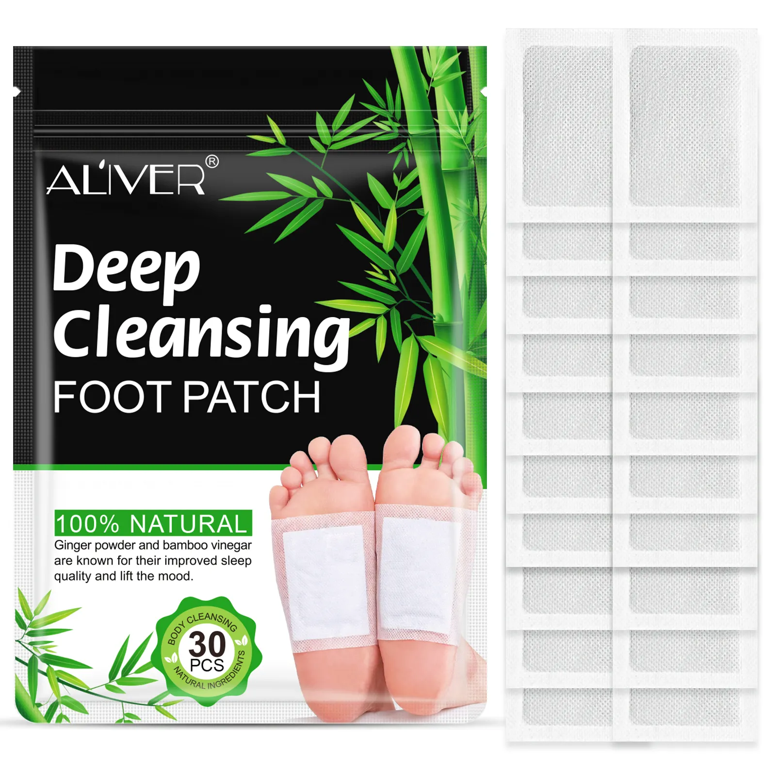 ALIVER 30pcs Warmer Relax Body Deep Cleansing Foot Patch Natural Herbal Health Detox Foot Patches
