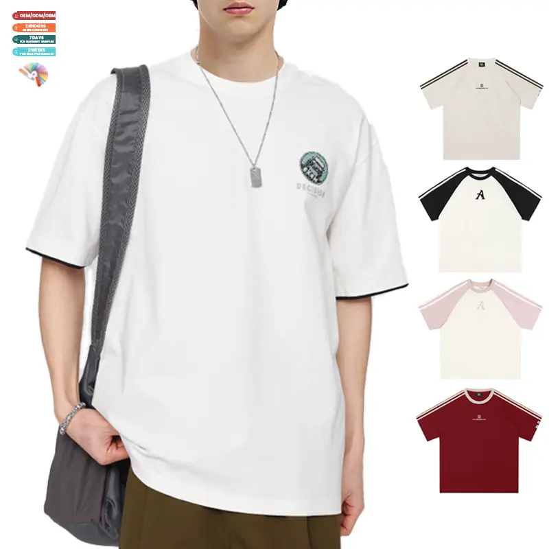 男性用ヒップホップ半袖ファッションボクシーフィットシャツ綿サッカーTシャツ