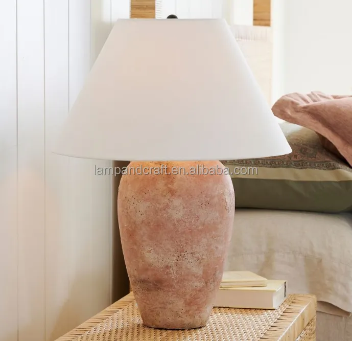 Lampada da tavolo in ceramica rossa per l'atrio dell'hotel per la camera da letto del soggiorno della camera da letto dell'ufficio decorazione di illuminazione della casa