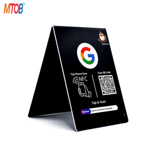สื่อสังคมแบบไร้การสัมผัส 13.56mhz PVC ที่กําหนดเอง NFC รหัส QR ยืนแสดง NFC Google รีวิวขาตั้ง QR - Product Image 2