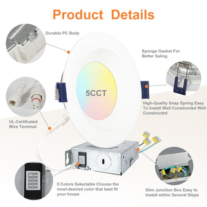 Factory Direct Sales 6Inch 5CCT with Junction Box ETL CETL <strong>LED</strong> Recessed Ceiling Lights - Product Image 5