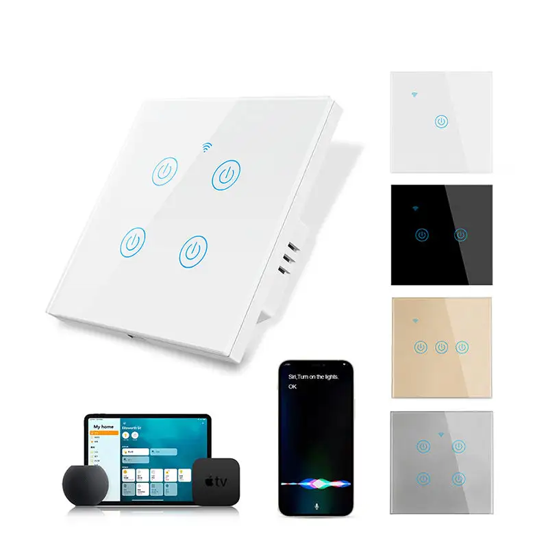 Interruttore a parete Smart Home in vetro Touch Wifi di alta qualità Eu Standard interno Alexa