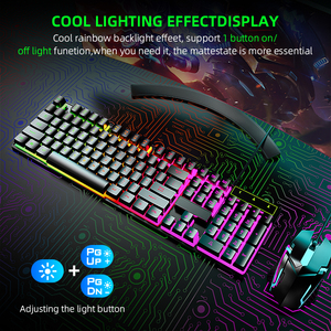 USB有線104キーRGBバックライトゲームキーボードスリムオフィスPCコンボマウスPCコンピュータセット付き - Product Image 3