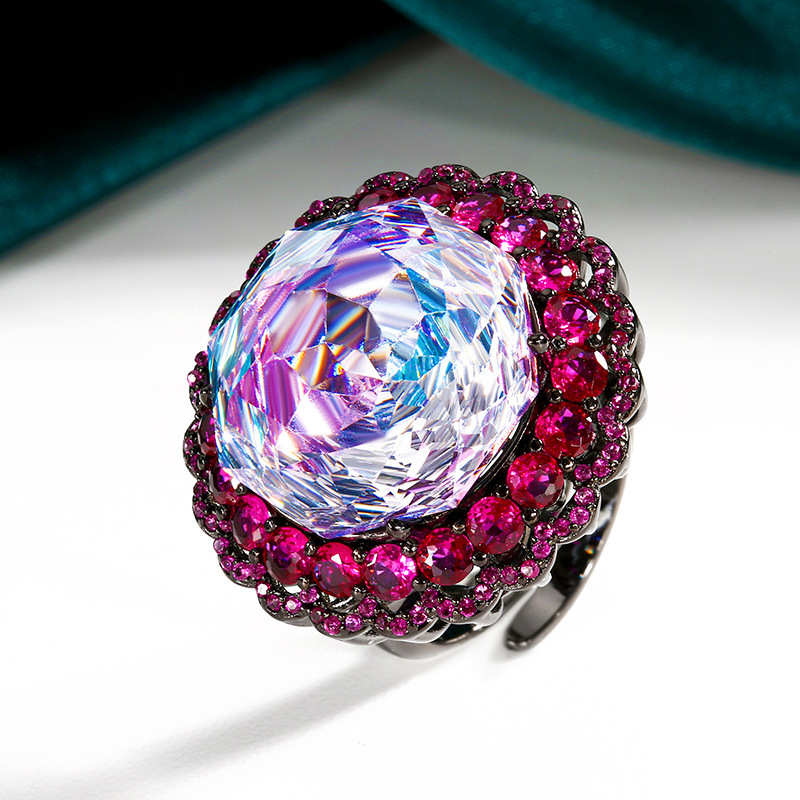 open size Black golden pink blue ring