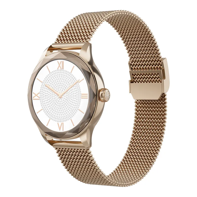 2024 nouvelle montre intelligente pour femme multilingue italien hébreu anglais polonais 1.19 pouces écran AMOLED montre AM pour femme avec diamants