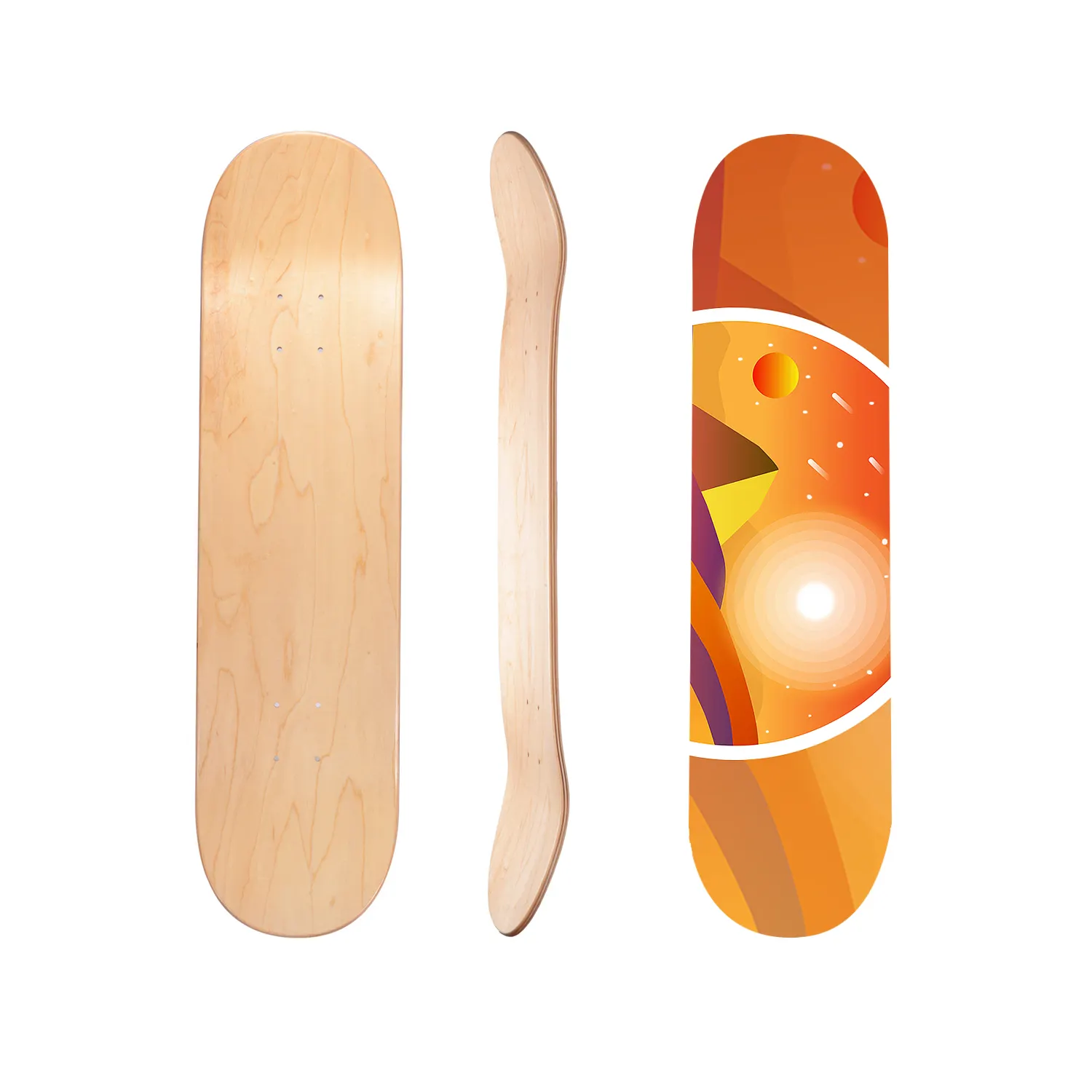 カスタム7層木製メイプルデッキフリップスケートボードデッキ8インチのスケートボードデッキ