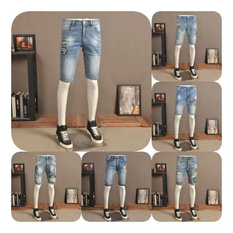 Hot Summer Jeans de haute qualité respirant Fit Baggy Jeans Short en jean foncé avec poche pour hommes