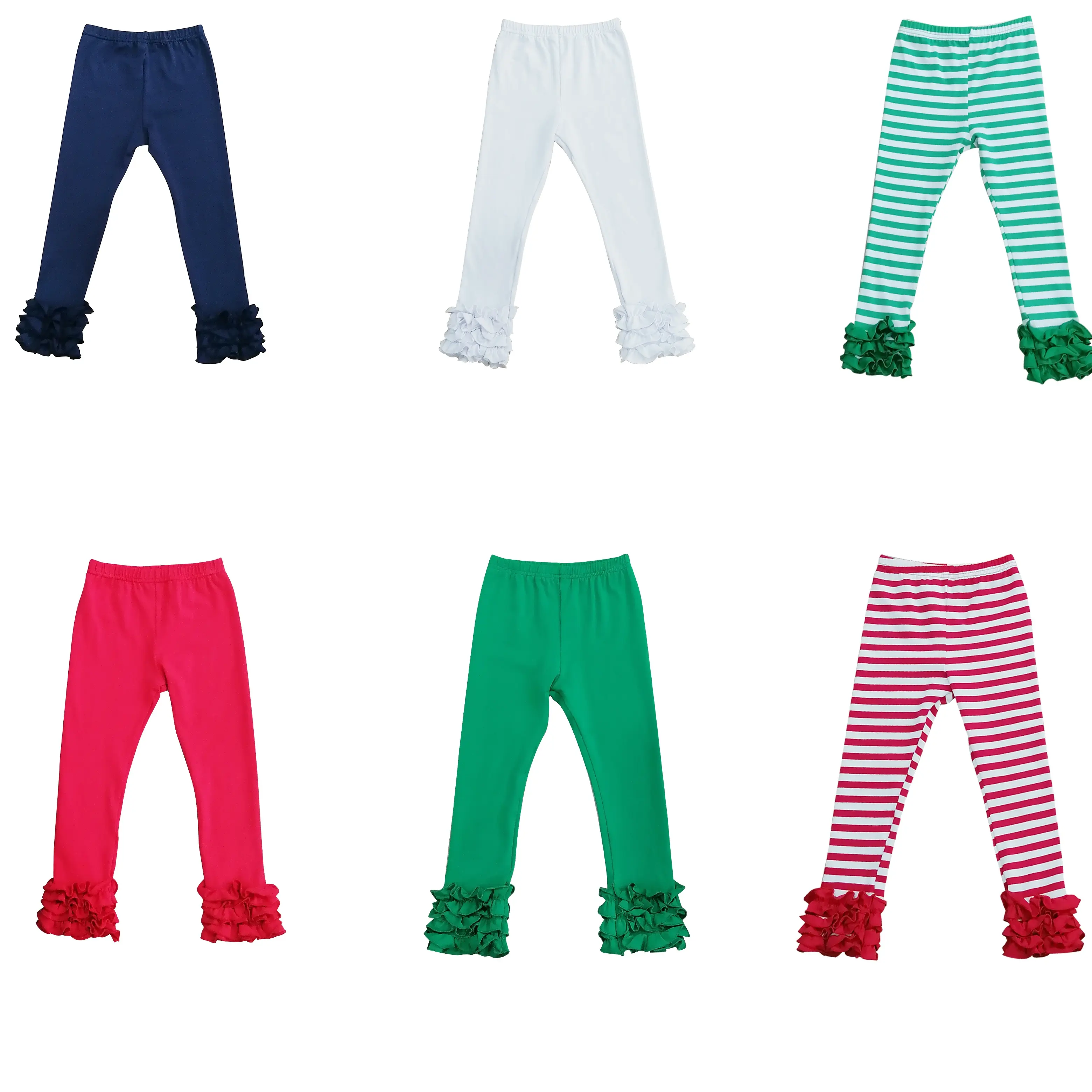 Boyis-pantalones de algodón para niñas, mallas con volantes y glaseado sólido, venta al por mayor