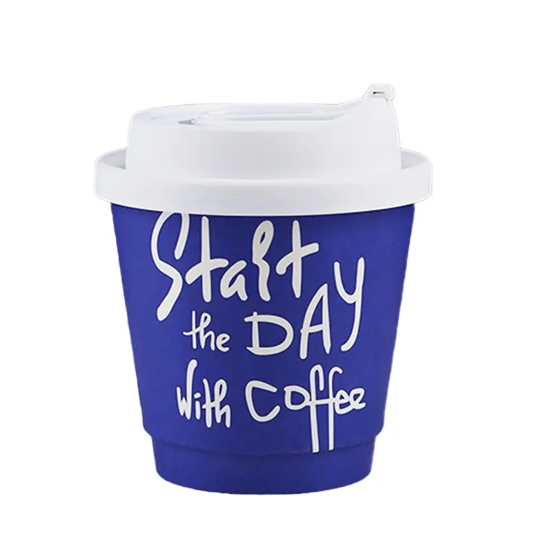 コーヒー二重壁カップ用生分解性使い捨てカフェ紙コップサプライヤーロゴ付きカスタムコーヒー紙コップ