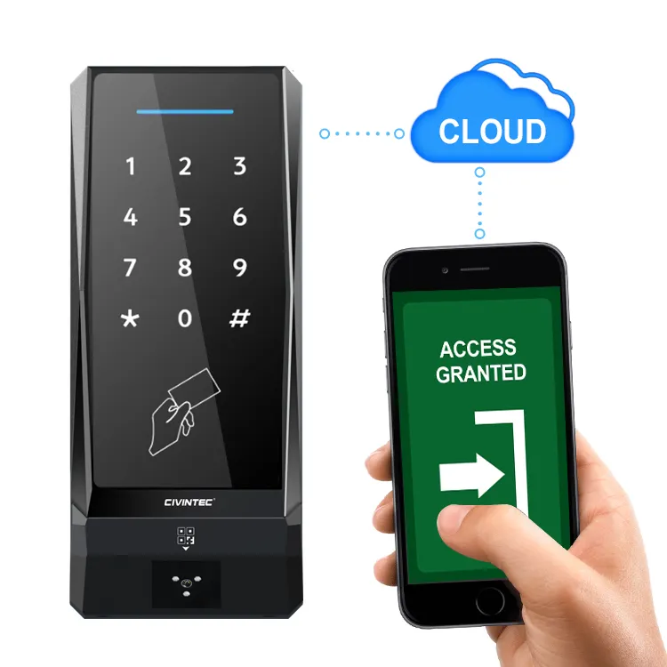 Teclado de controle de acesso inteligente para porta inteligente com scanner de código QR com SDK, à prova d'água, nuvem WiFi 4G RFID NFC BLE