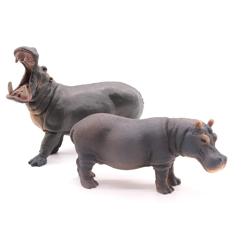 Giocattolo OEM mondo di praterie africane simulazione di animali selvatici modello di giocattolo di ippopotamo solido zoo per bambini in plastica