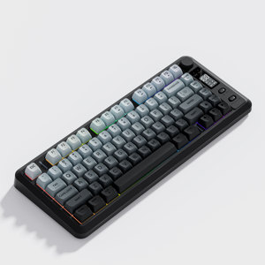 Teclado para juegos de tres modos de 81 teclas: 2,4G/BT/controles de volumen/iluminación dedicados con cable con funcionamiento de membrana de pantalla TFT