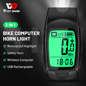 WEST BIKING-ordenador inalámbrico para bicicleta, resistente al agua, multifuncional, con bocina ligera, pantalla grande - Product Image 2