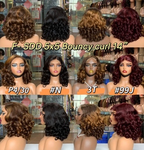 Virgin Human Hair Perücken, vietnam esische SDD Perücken, 14 Zoll Piano Color 5*5 Verschluss Echthaar Perücken Curly - Product Image 5