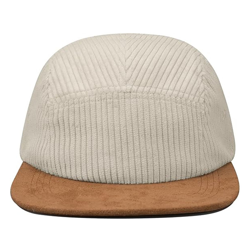 Gorra de béisbol plana de Bill 5 Panel Camp Hat Cap Beige