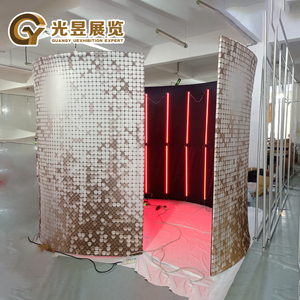 360 Photo Booth Phụ Kiện Màu Xanh Lá Cây màn hình xoắn ốc bao vây nền xách tay 360 Photo Booth Backdrop với LED ánh sáng - Product Image 2