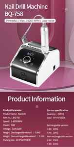 Taladro de uñas recargable-Motor turbo de 35000RPM y diseño ergonómico con control de velocidad personalizado + Función de interruptor de dirección automática