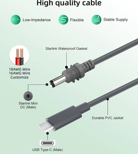 สายไฟ18AWG Starlink แบบพกพาสายไฟ DC ขนาดเล็ก USB-C โดยตรงสายข้อมูลผลิตภัณฑ์ใหม่เปลี่ยนสายเก่า - Product Image 4