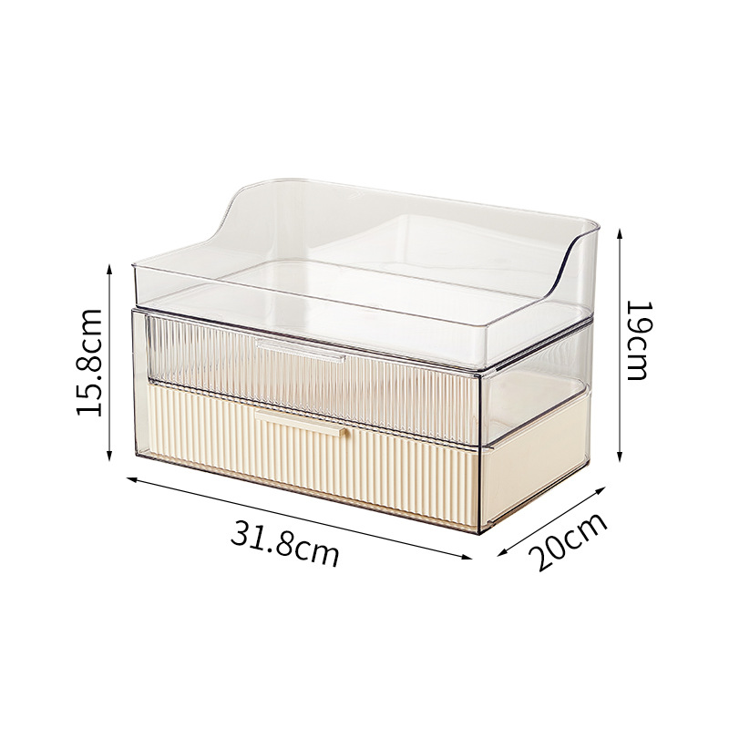 Two-drawer storage cabinet tray (cream color)