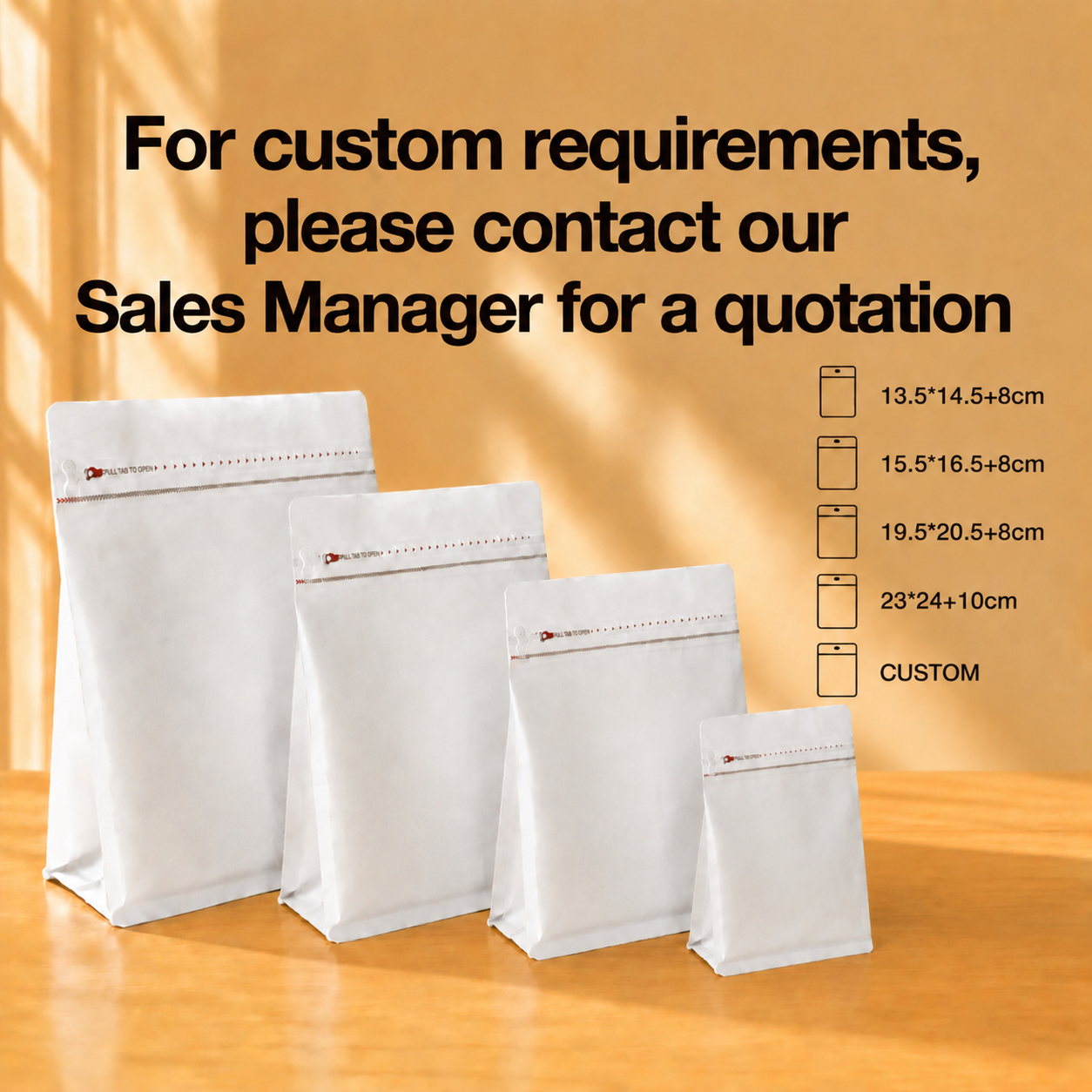 without valve White paper cotton packaging bag