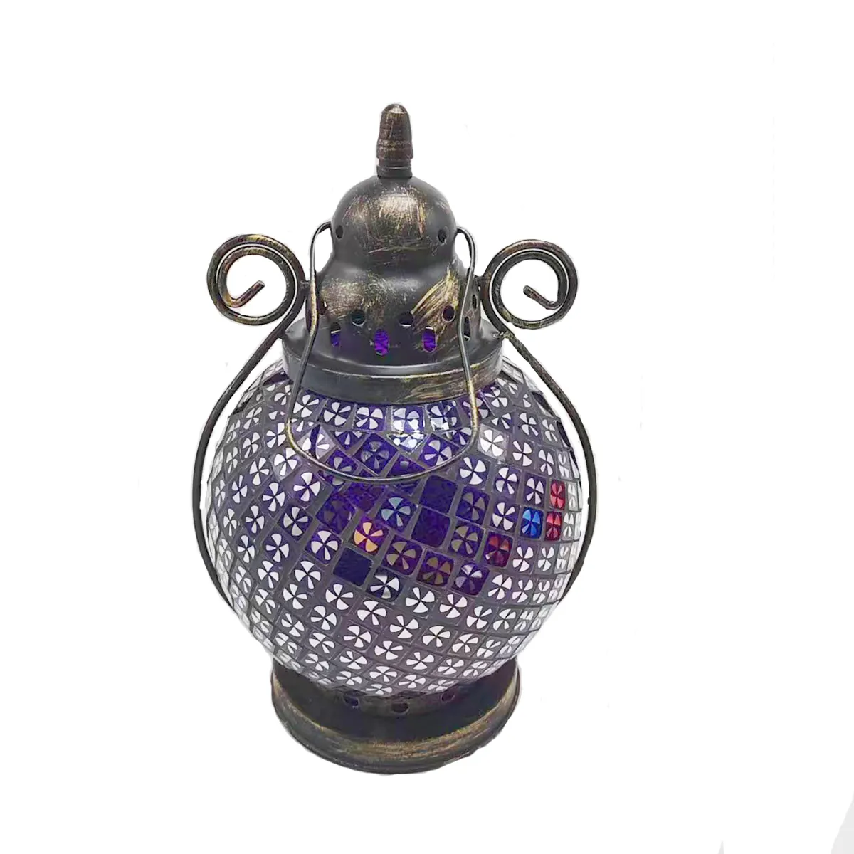 El yapımı renkli dekoratif mozaik cam mum isıtıcı türk mozaik cam parti noel için Ganging lamba