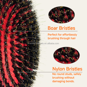 شعار مخصص خنزير فرشاة مجداف بشعيرات شعر مستعار & ، فرشاة شعر مستعار لفصل الشعر للاستخدام الرطب والجاف مع صندوق هدايا - Product Image 3