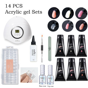 30ml akrilik jel setleri poli jel kiti ile taban ve pardösü UV Led lamba için kolay şekil 6 renk tırnak uzatma kullanımı kolay - Product Image 1
