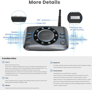 S600 Wireless <strong>Intercom</strong> <strong>System</strong> - <strong>Factory</strong> Direct Pricing, Multi-Channel Room to Room, for Business Home Use - Product Image 3