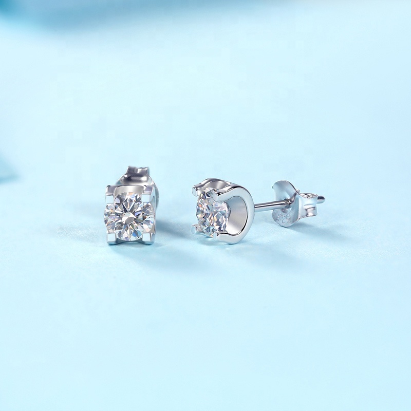 HMOIS girls earrings silver S925 factory wholesale 0.5ct moissanite diamond earings for party