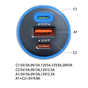 Adaptador de cargador de coche de carga rápida USB tipo C universal de 3 puertos Salida de alimentación de 130W para iPhone Múltiples dispositivos compatibles con PD 3,0 - Product Image 4