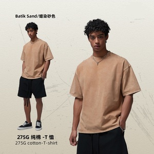 Men's Spring Vintage <strong>Do</strong> Old Craft High Street Wash Short Sleeve Fashion <strong>Brand</strong> Loose Small Neckline Batik T-Shirt