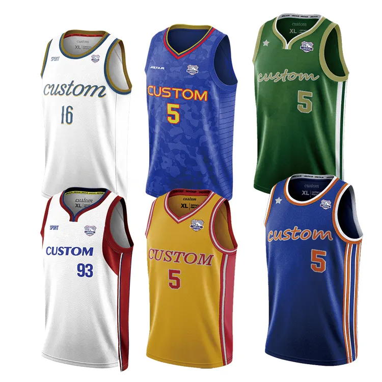 Venta al por mayor de diseño personalizado Retro sublimación cesta pelota camisetas chalecos Kit conjunto camisa hombres baloncesto uniforme baloncesto Jersey